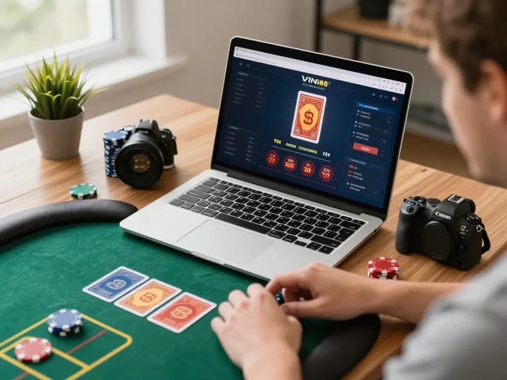 Experience strategic moments in online poker with VIN88, showcasing chip placement and betting excitement.