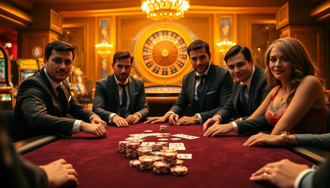 Exciting poker game scene featuring cwin highlights, luxurious casino setting, and colorful chips.