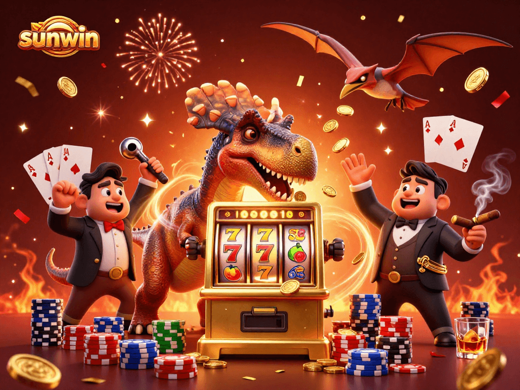 Catch the excitement with sunwin as a pachycephalosaurus wins the jackpot at a lively casino!