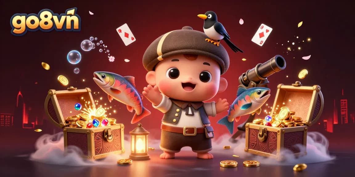 Enjoy thrilling gaming adventures with go8vn, featuring playful characters and casino-themed elements.