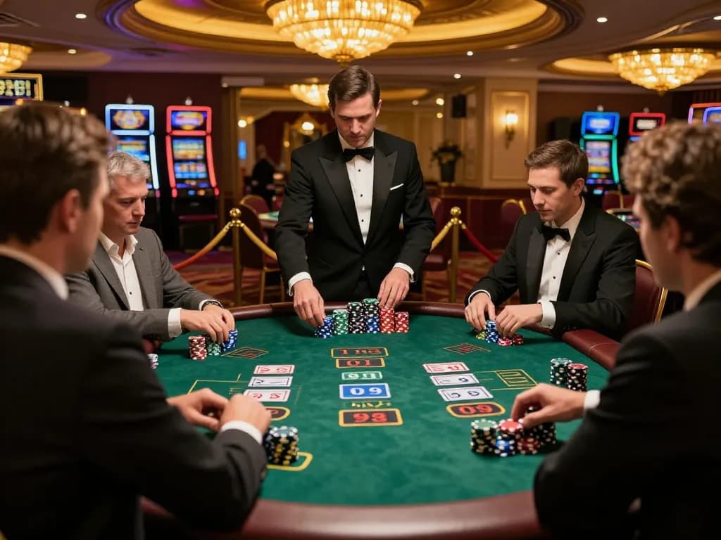 Engaging blackjack gameplay at five88 casino featuring players and dealer in an upscale setting