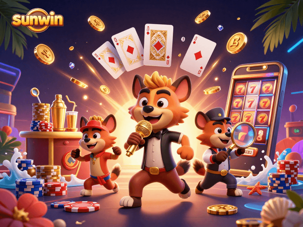 Join the fun at Sunwin's comedy casino club with a vibrant hyena crew!