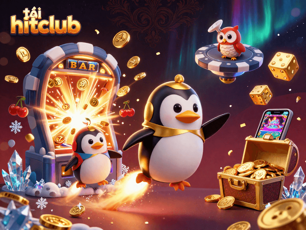 Experience the thrill of tải hitclub with a golden penguin adventure in a vibrant casino cosmos!