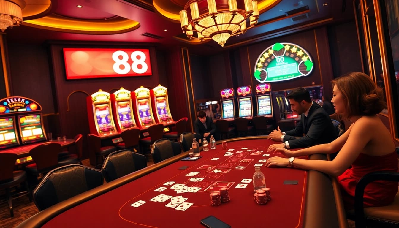 Experience the excitement of high-stakes poker at one88's luxurious casino lounge.