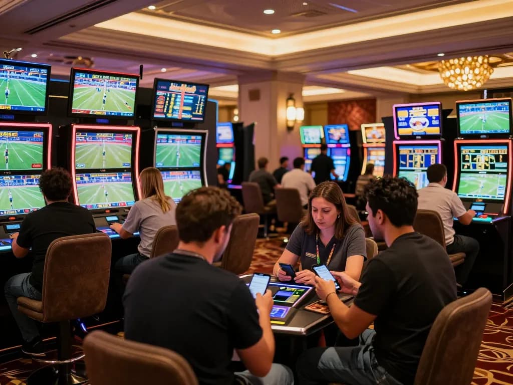 Witness the excitement at TIP88's sports betting area with live games and dynamic patrons.