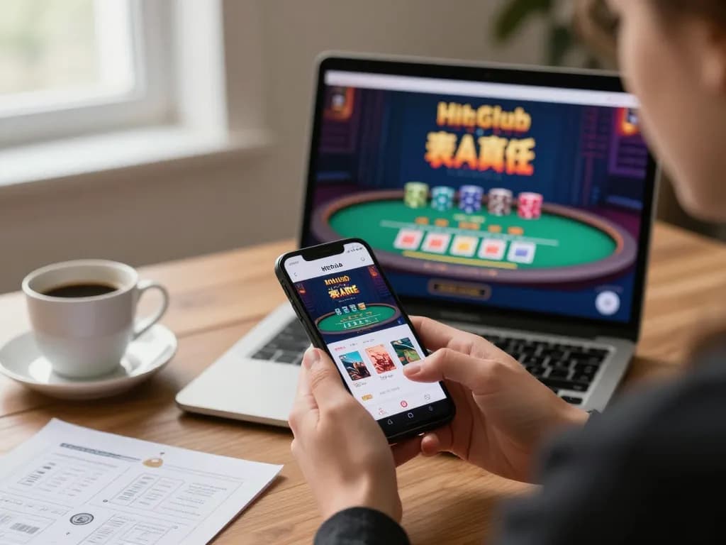 Play Hitclub on mobile while enjoying strategic game planning in a cozy home setting.
