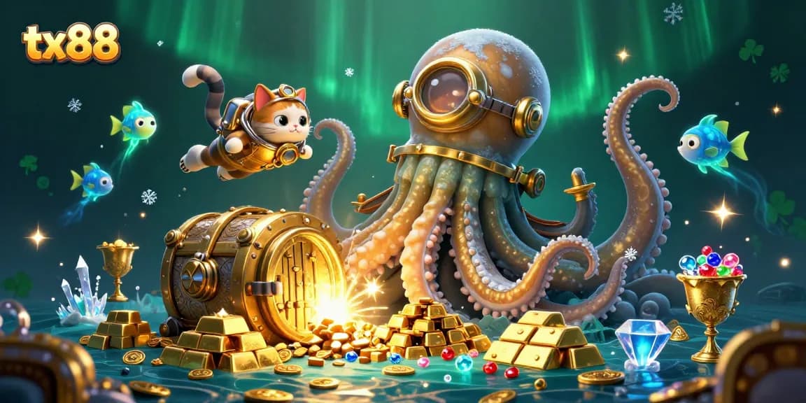 Engage with tx88's vibrant underwater casino scene filled with treasures and dynamic characters.