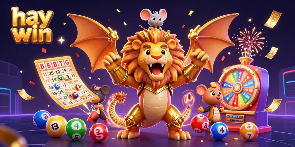 Engage with hay win featuring a vibrant lottery celebration, showcasing dynamic balls and golden prizes.