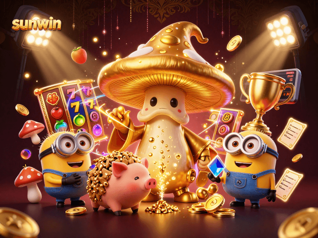 Engage with sunwin's vibrant casino world, featuring wizardry and golden treasures in an enchanting scene.