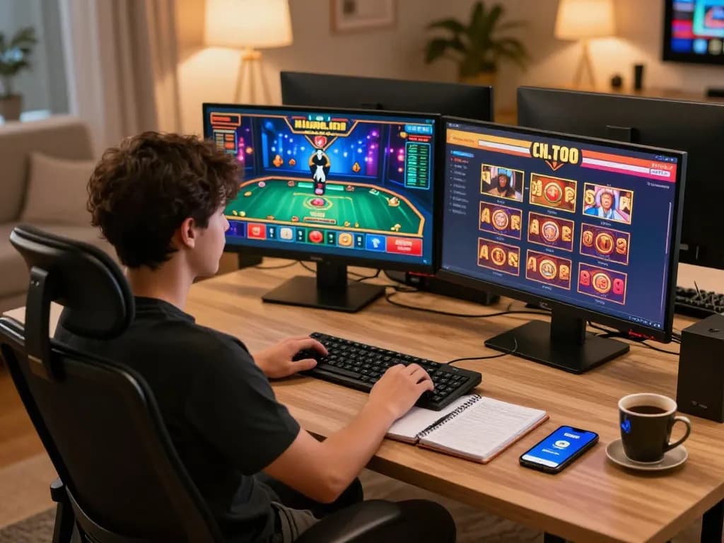 Engaging scene of a player using the SC88 Link app for online casino gaming with colorful graphics and vibrant atmosphere.