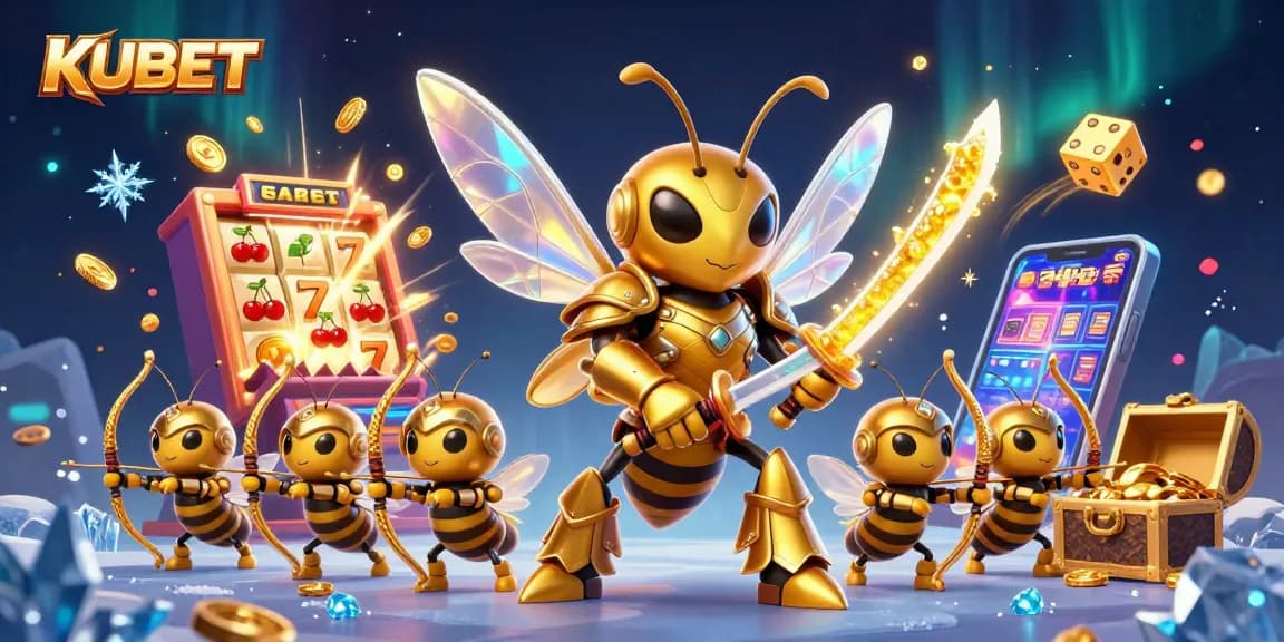 KUBET's vibrant casino scene captivates with a golden hornet and stunning jackpot visuals.