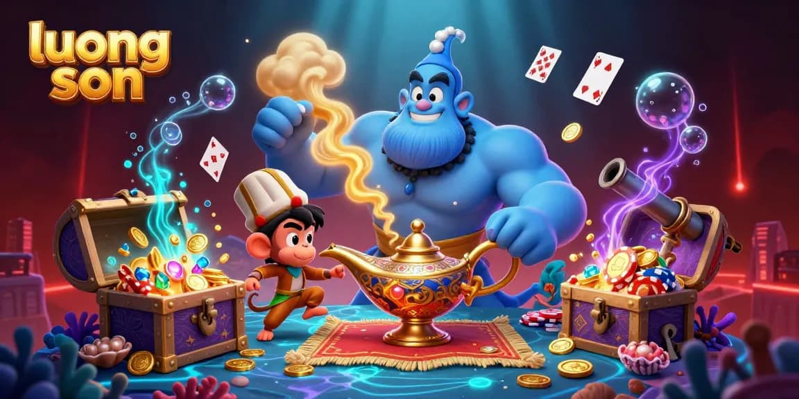 Experience thrilling action with luong son in a vibrant 3D casino world filled with poker chips and treasure.
