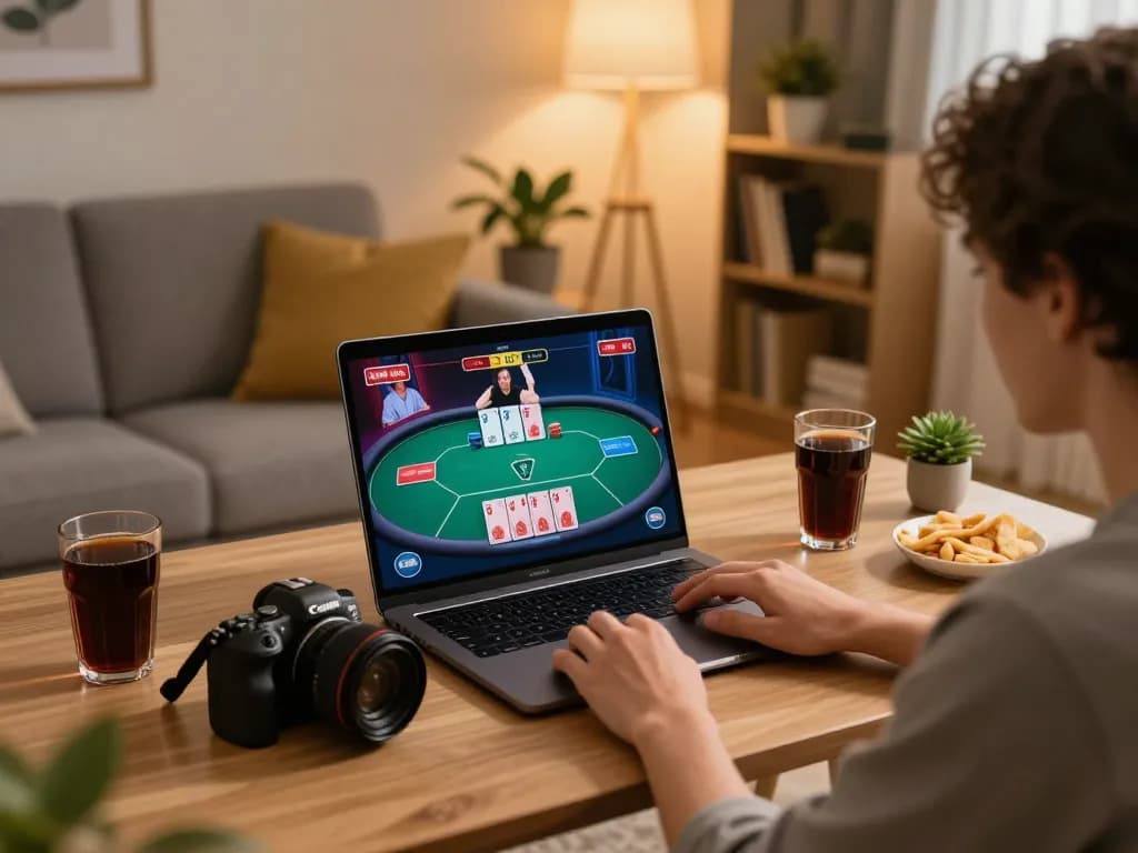 Engaging online poker gameplay at home while exploring c168mov com gaming strategies in a cozy setting.