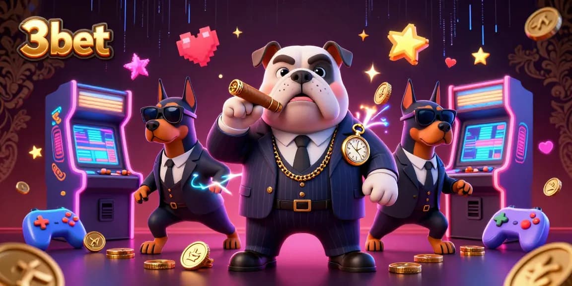 Win big at 3bet with this animated scene including characters from the casino world.