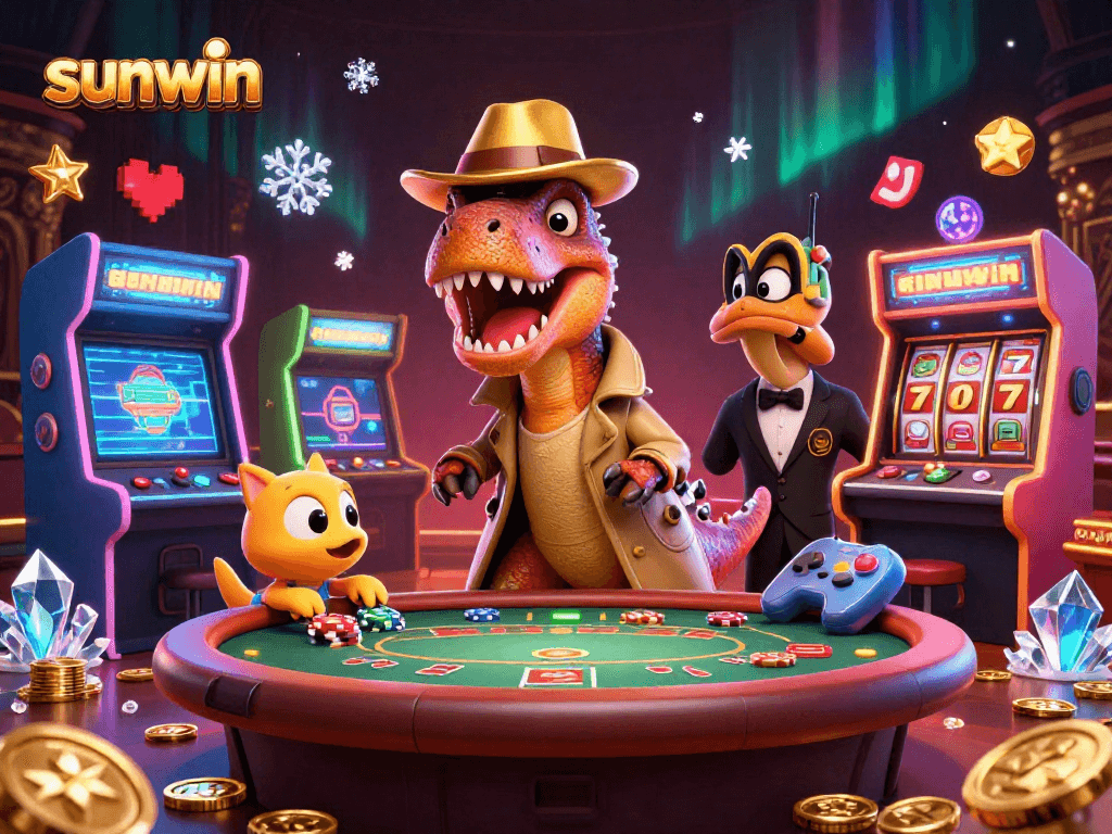 Win exciting prizes at sunwin with the velociraptor card counter amidst dazzling casino action.