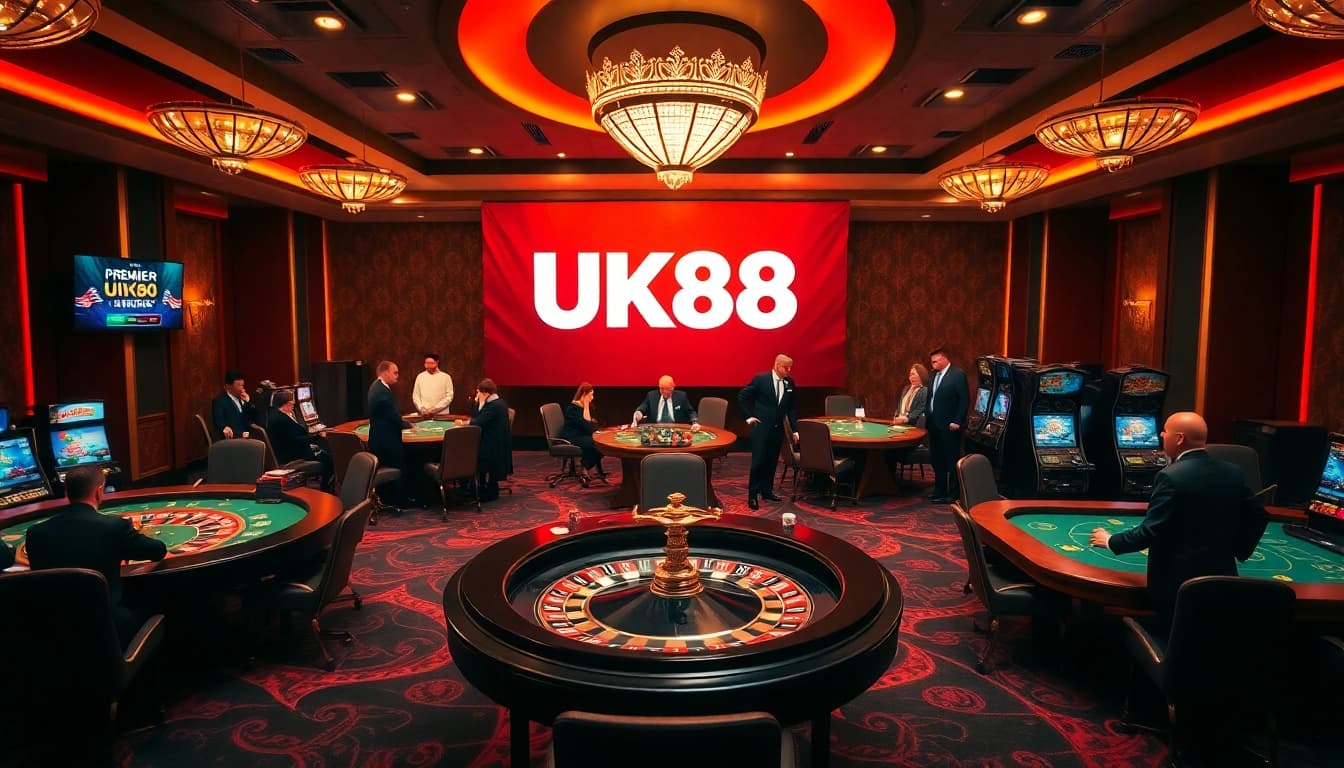 Experience the thrilling action at UK88 with professional dealers and high-stakes games in a luxury casino.