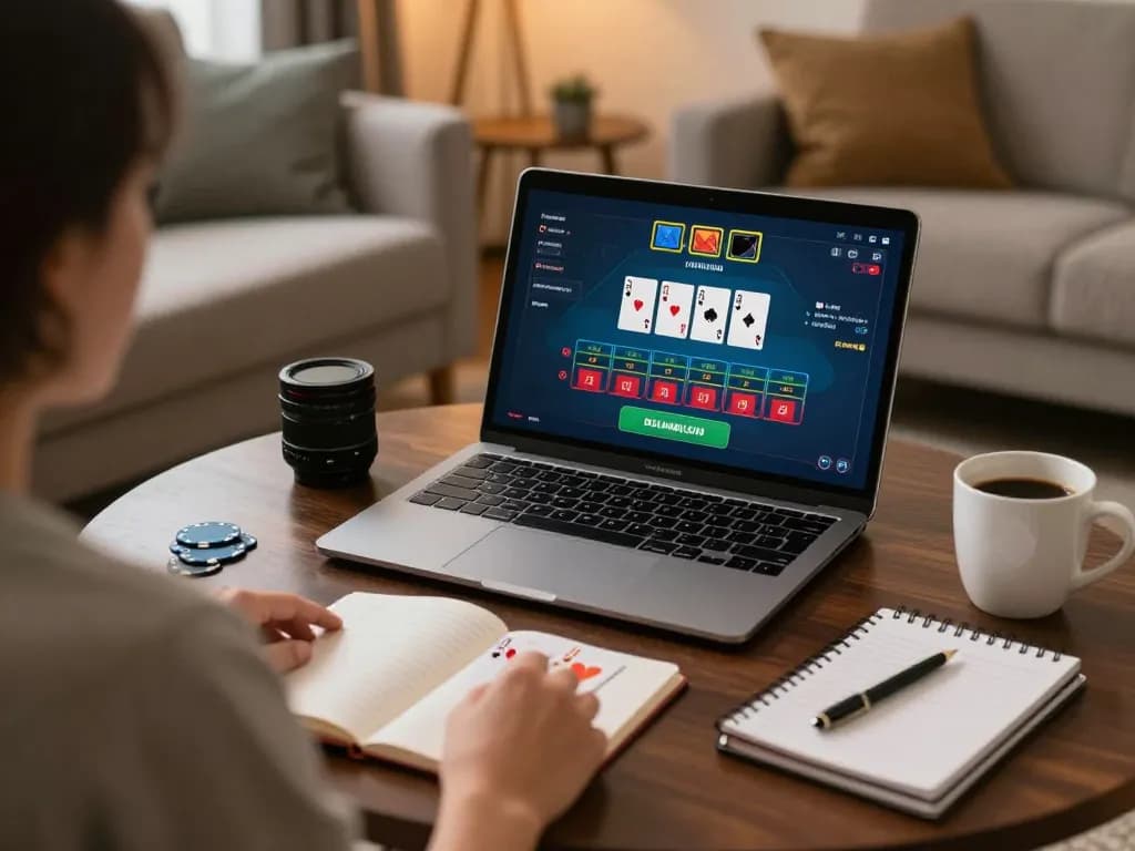 Playing live dealer blackjack on 58Win from a cozy home setup.