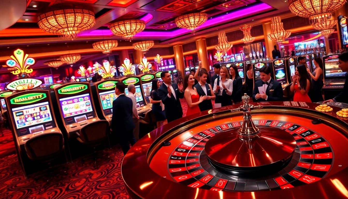 Engaging scene of players at U888 casino table, showcasing excitement in gambling.