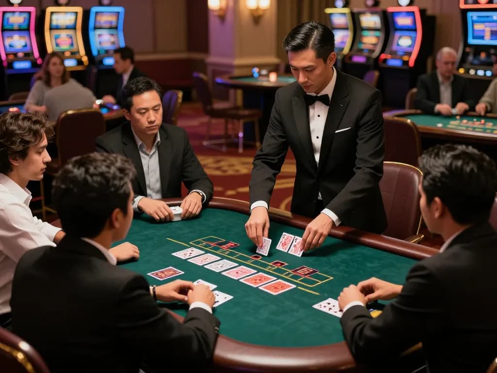Engaging players in a live dealer blackjack game at OnBet casino, highlighting strategic gameplay.