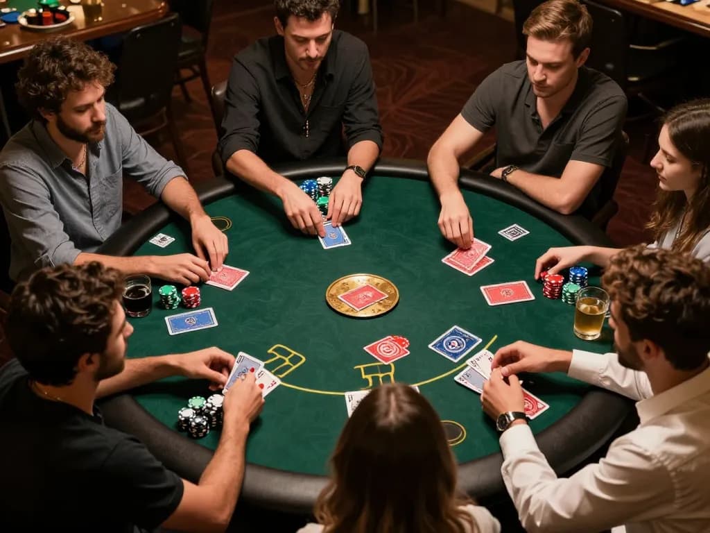 Players enjoying a lively poker game night with strategic chips and ee88 cards on the table.