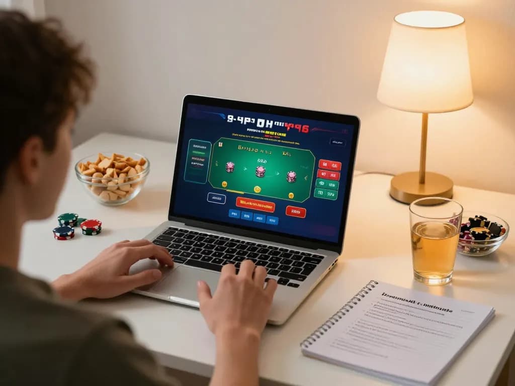 Engaging in live dealer blackjack at home, showcasing a cozy setup with the keyword nhà cái 88vv for an immersive gaming experience.