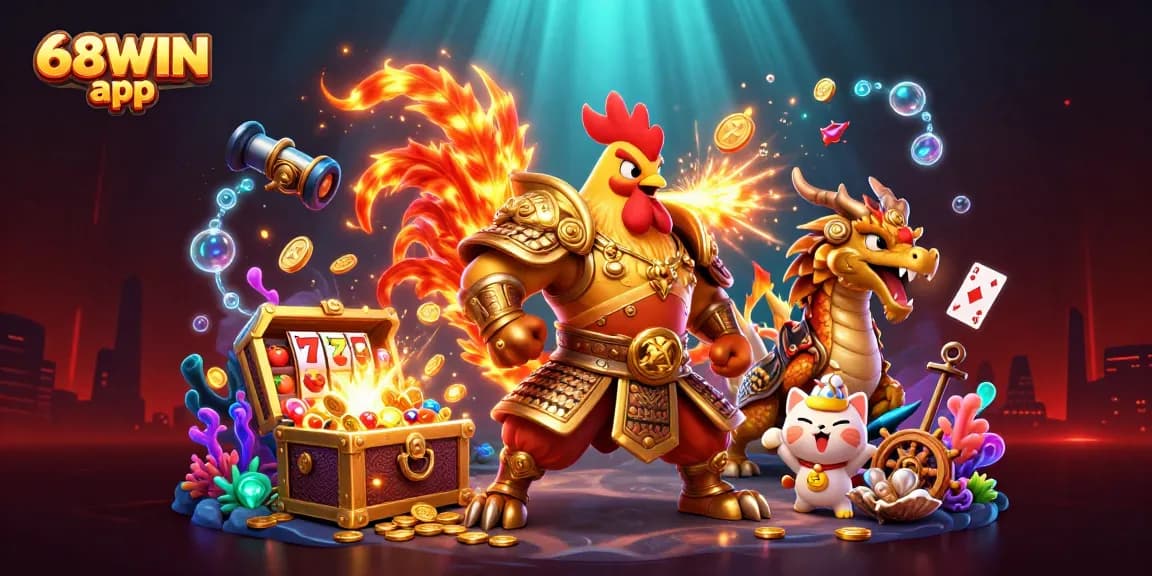 Engage with the vibrant 68WIN app as it invites players into a dynamic 3D casino adventure.