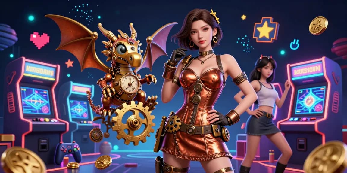 Experience thrilling gameplay in cm888 with a stunning 3D illustration of casino elements and characters.