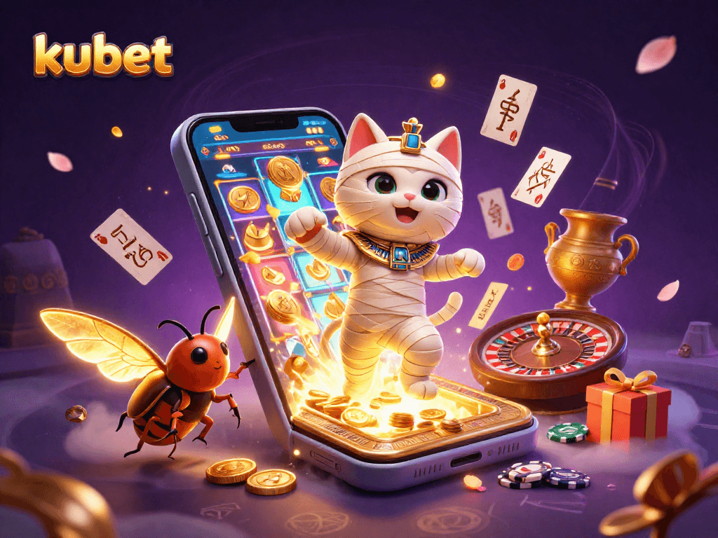 Experience kubet's thrilling gaming adventures with a vibrant 3D illustration of Egyptian-themed casino excitement.