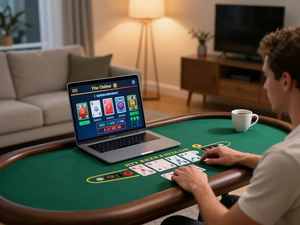 Engaging laptop casino gameplay at dn88 in a cozy home environment, showcasing a responsible gaming experience