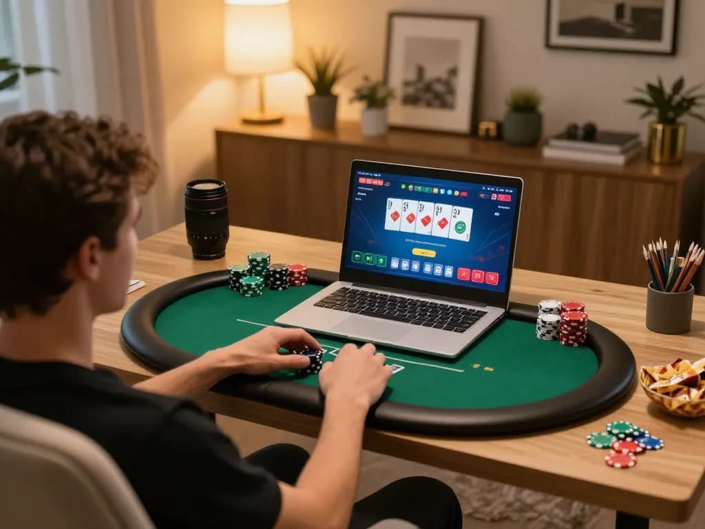 Engaging in an online VIC88 poker game, showcasing the vibrant interface and strategic gameplay.