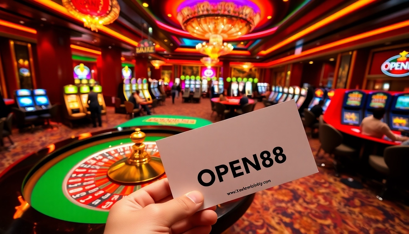 Engaged players enjoying thrilling games at OPEN88's vibrant casino section.