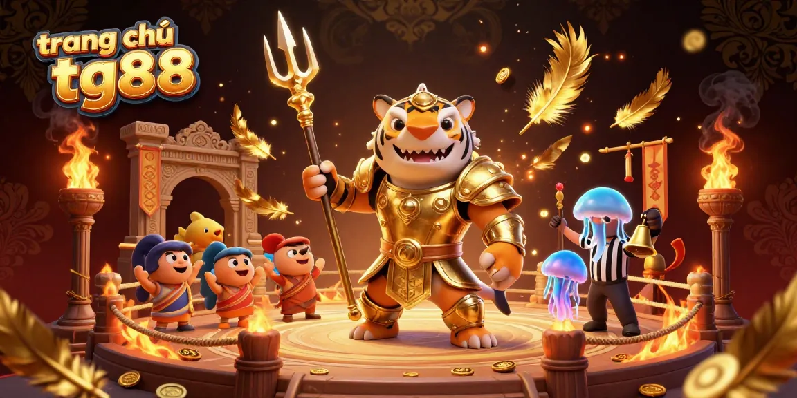Experience thrilling fun at trang chủ tg88 with an exciting underwater colosseum scene featuring a golden shark warrior.