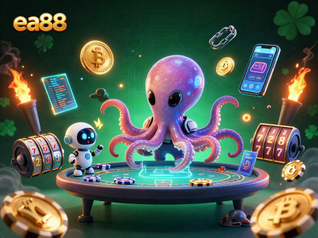 Join the action at ea88 with an alien octopus dealer and vibrant space-themed casino elements!