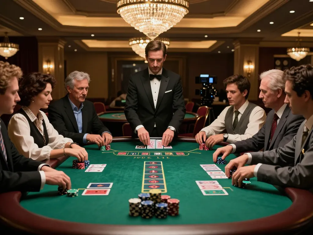 TX88 tabletop action as players strategize and bet in a luxurious blackjack setting