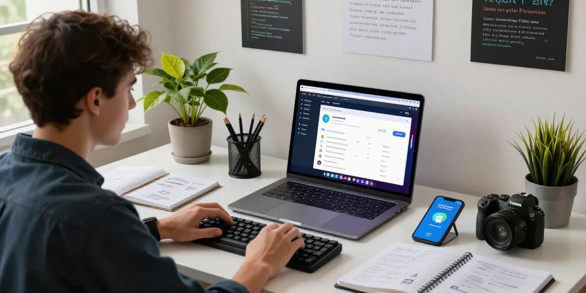 Accessing Telegram Web Version on a modern workspace with tech gadgets and vibrant atmosphere.