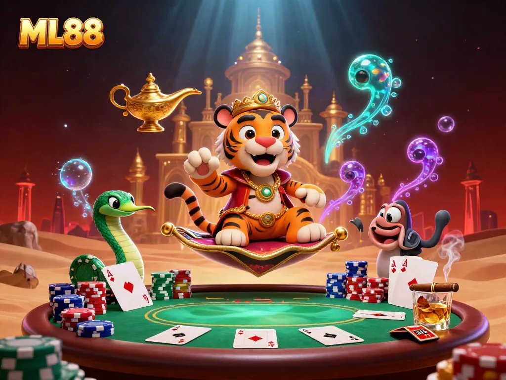 Experience vibrant play with ML88 as the magical tiger sultan opens new worlds in this dynamic casino scene.