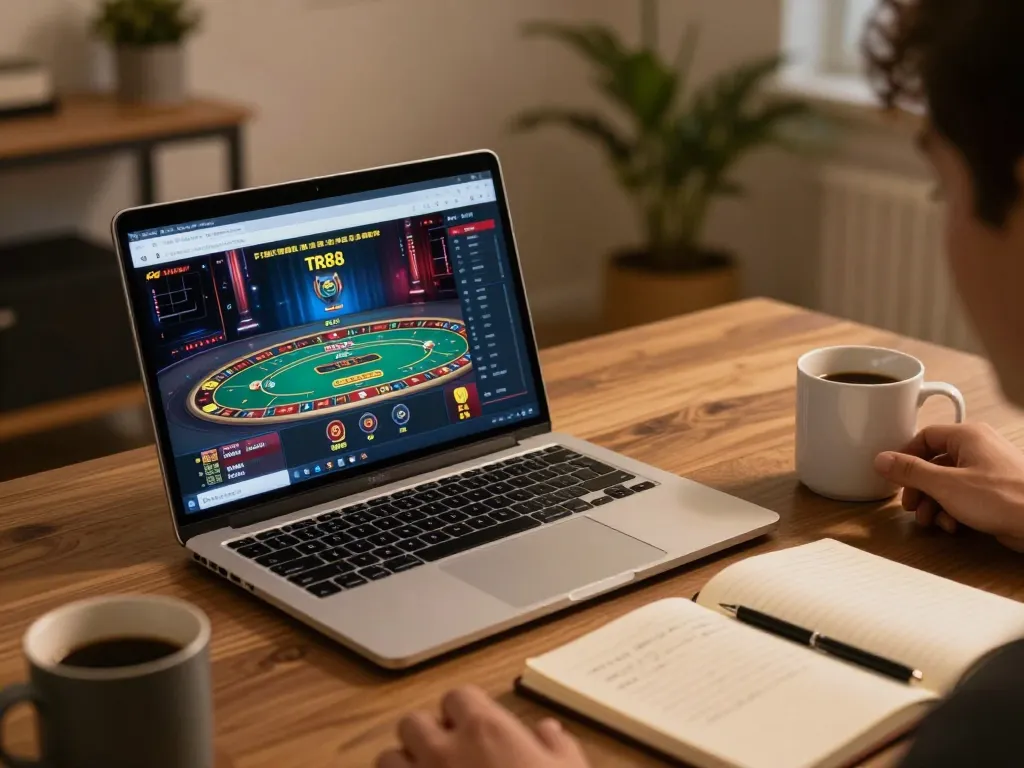 Players engage on TR88's online platform, showcasing vibrant gaming interface and strategic setup.