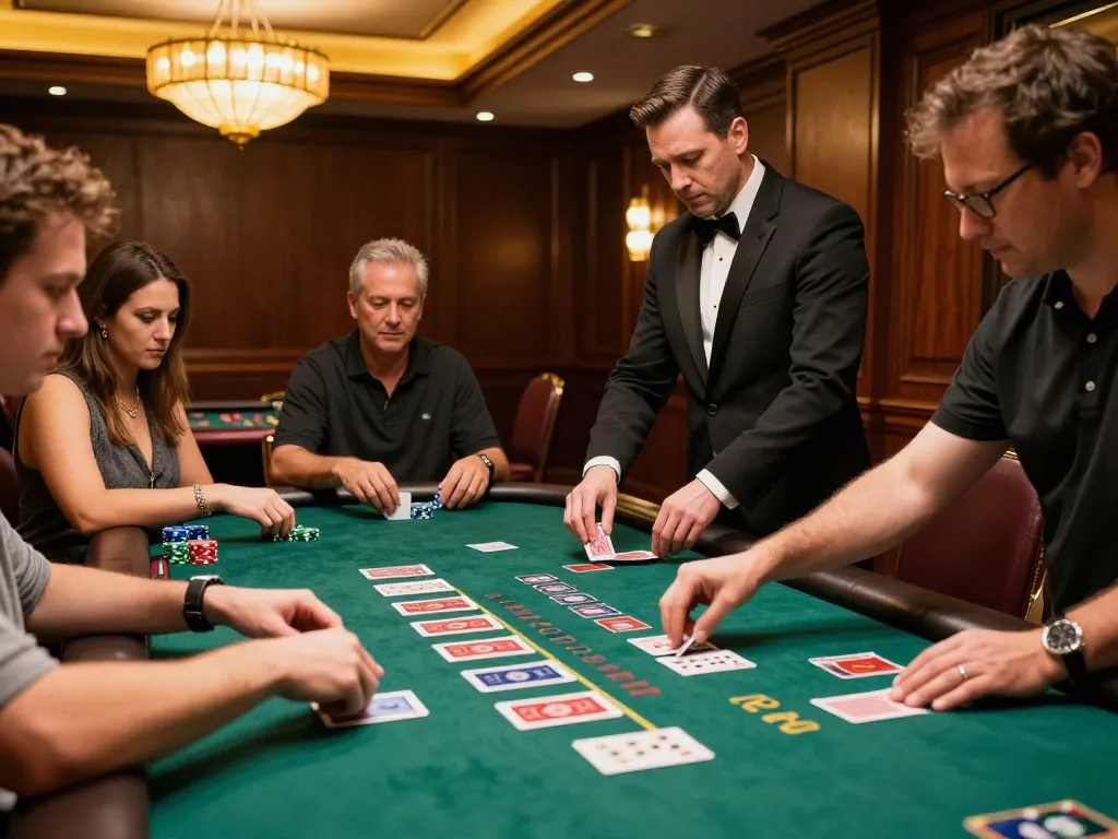 Players engaging in a thrilling game of blackjack at KU88 casino, showcasing strategy and excitement.