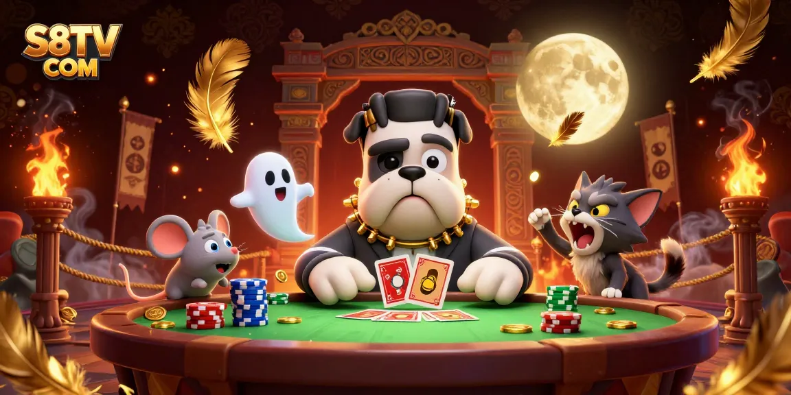 Play poker with S8TV COM's exciting 3D characters at a spooky card table.