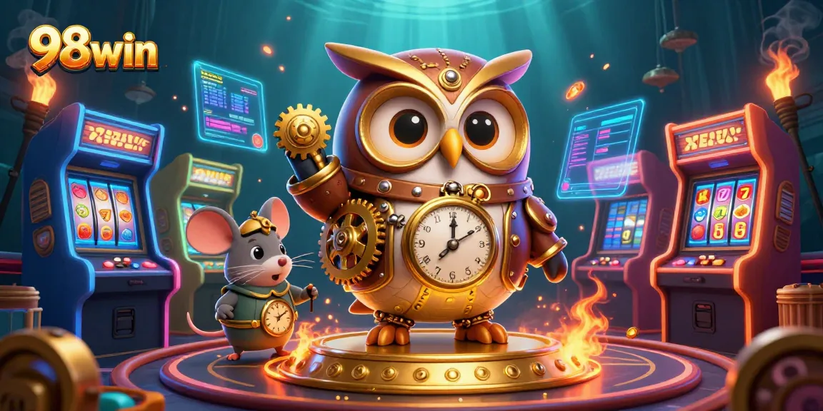 Experience exhilarating gaming at 98win with vivid 3D casino adventure illustrations featuring slots and games.