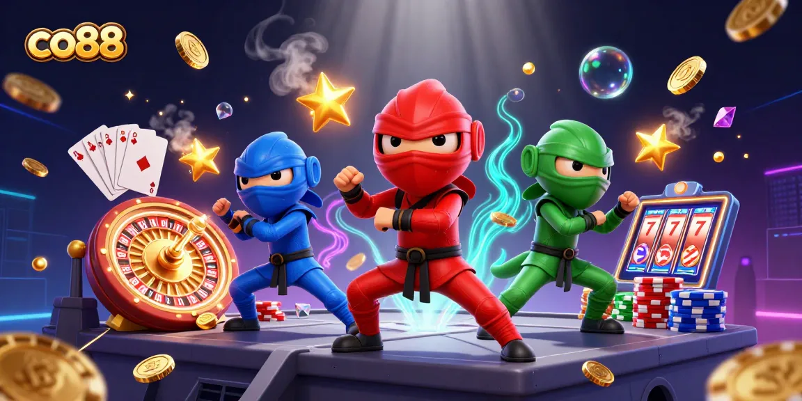 Experience the thrill of gaming at co88 with vibrant chameleons in a dynamic casino scene.