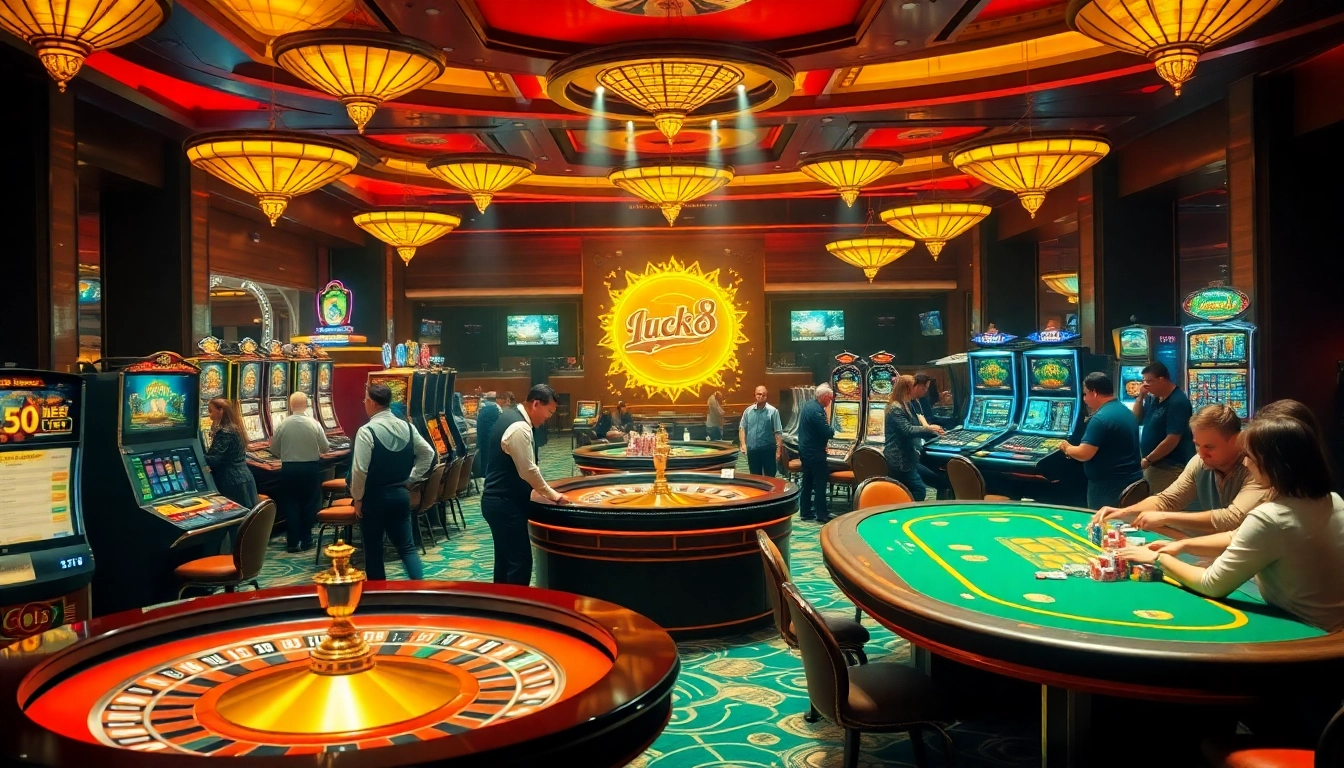 Exciting players engaging at the casino floor featuring slots, poker, and betting on https://luck8.discount/ promotions.
