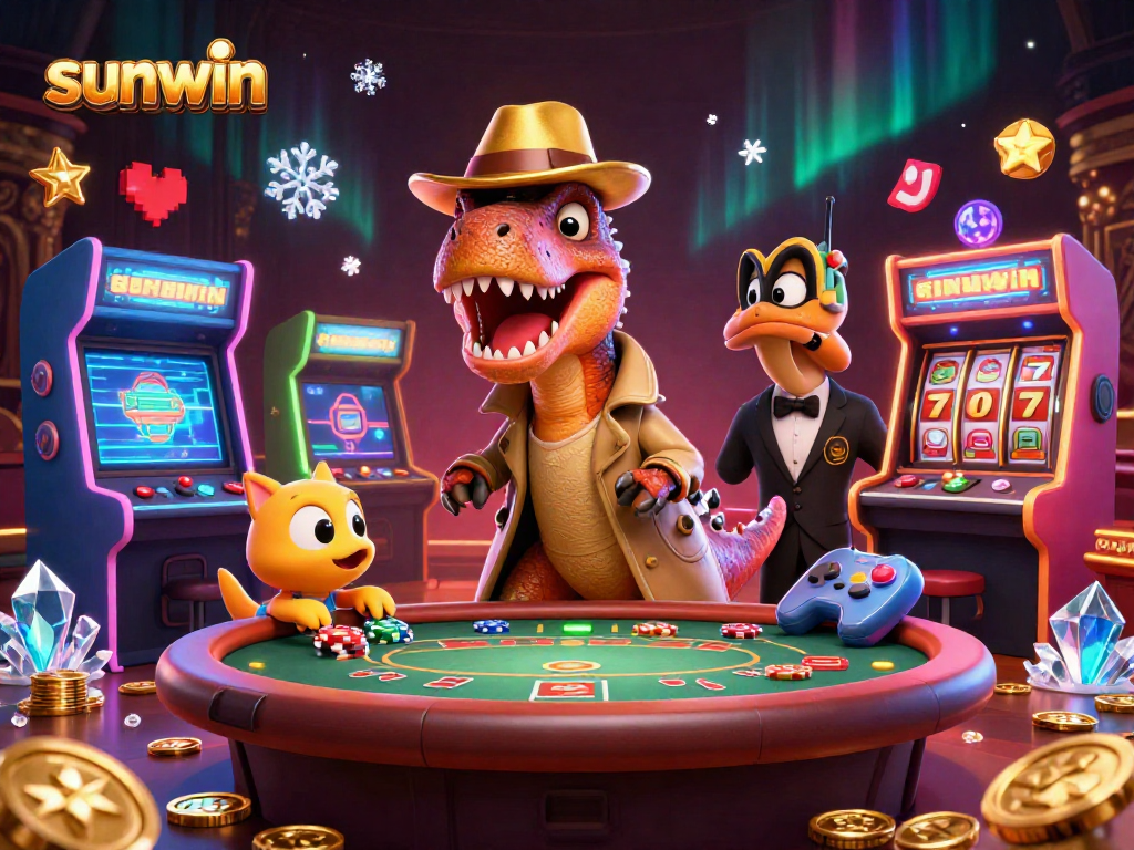 Win exciting prizes at sunwin with the velociraptor card counter amidst dazzling casino action.