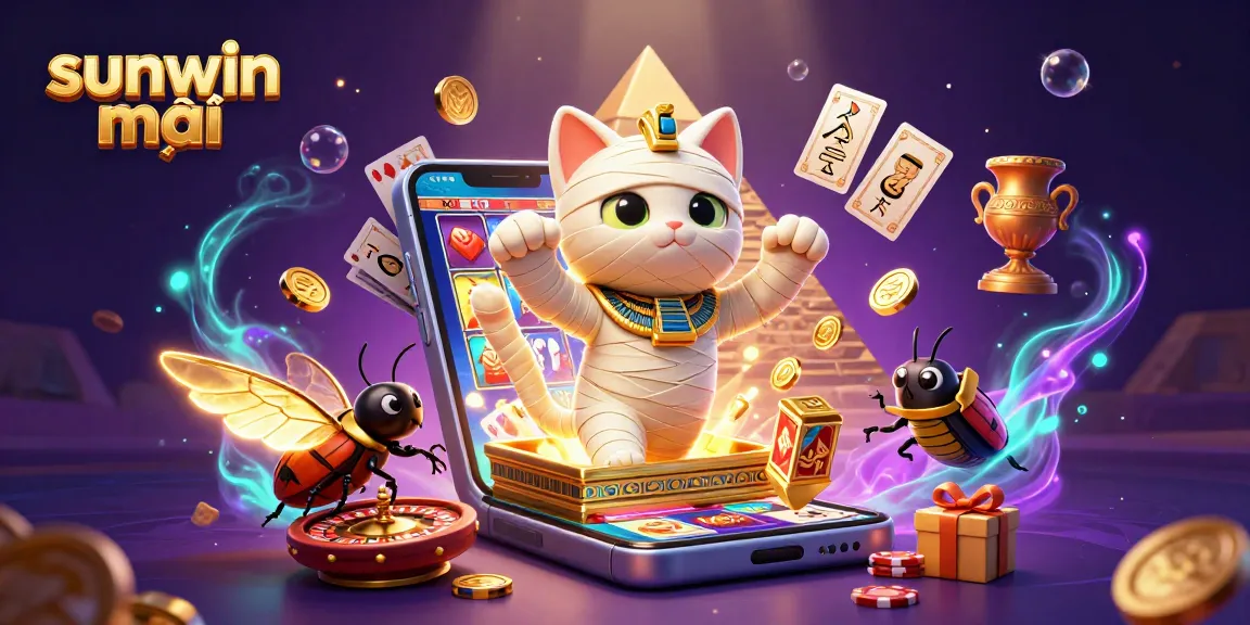 Experience the thrill of sunwin mới with a vibrant 3D illustration of a casino scene filled with excitement and winning opportunities.