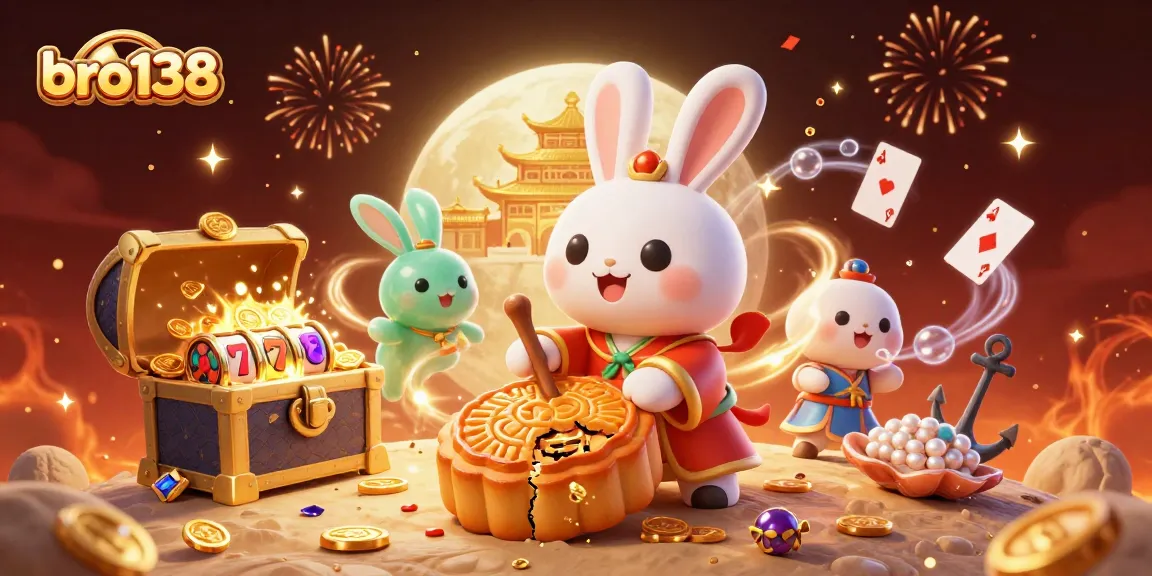 Spin to win with bro138's vibrant casino-themed illustration full of interactive elements.