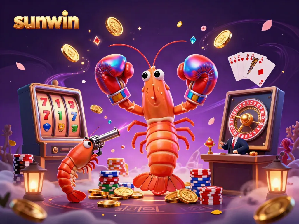 Engage in thrilling gameplay with Sunwin as mantis shrimp and shrimp sidekick bring fun to the casino.