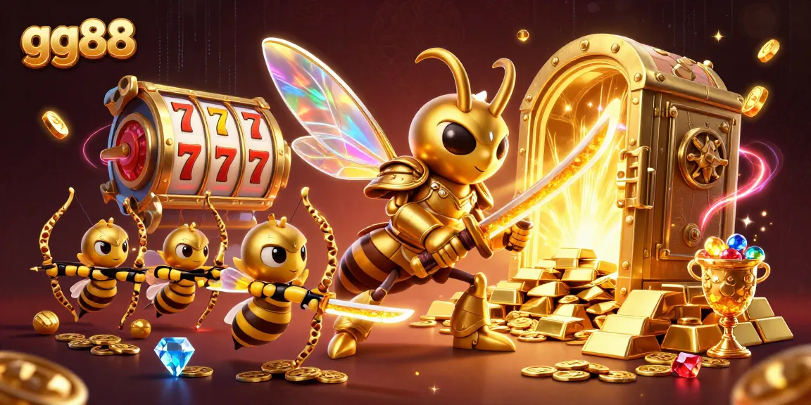Engage with gg88's vibrant gambling scene featuring golden samurai hornet and treasure elements.