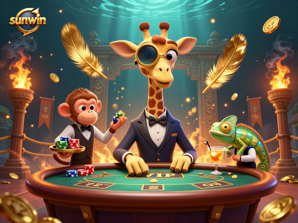 Experience high-stakes gaming at sunwin with vibrant characters and dynamic casino elements.