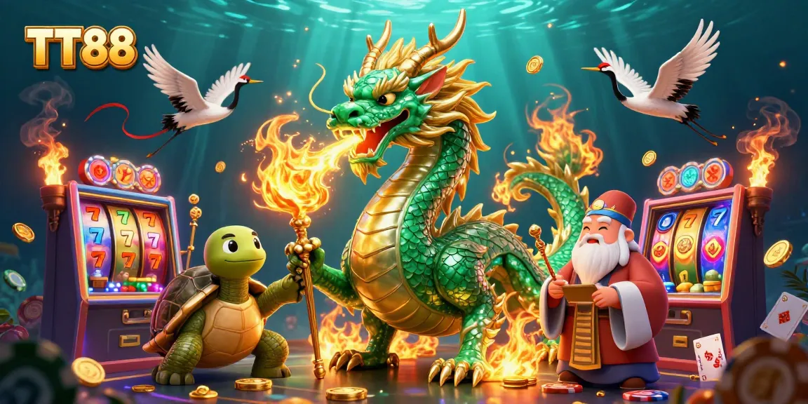 Engage with TT88 thrilling slot adventures featuring a jade dragon, turtle sage, and lucky cranes.
