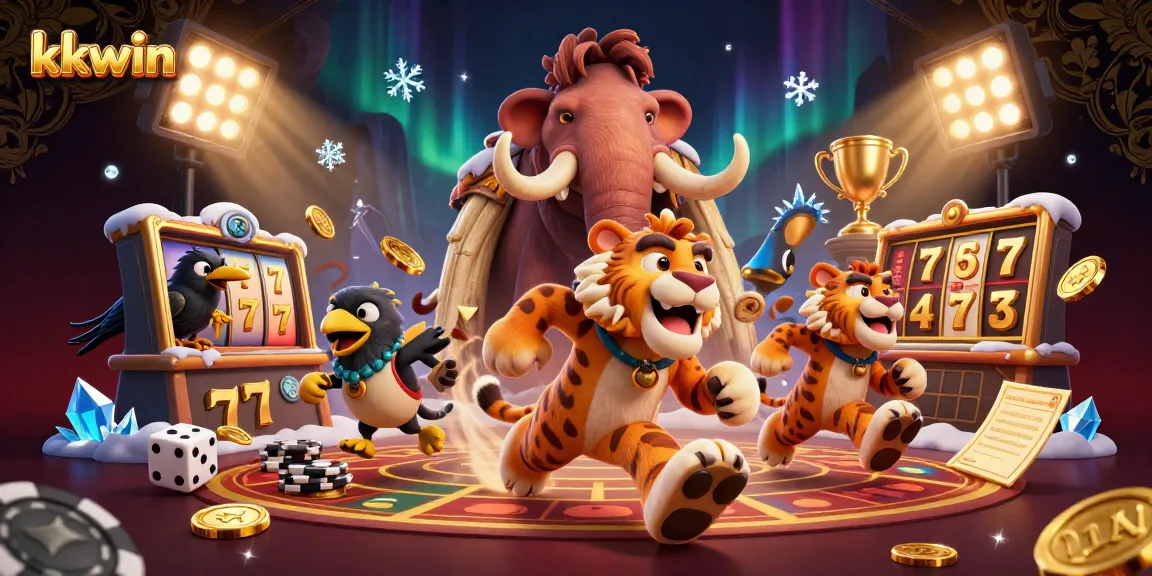 Experience thrilling slots action with kkwin in a vibrant, dynamic 3D casino scene.